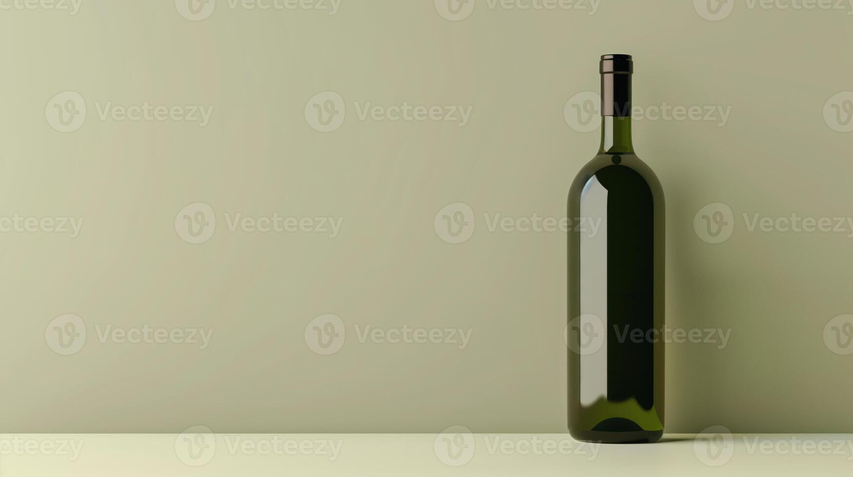 Elegant Wine Bottle on Minimalistic Solid Background for Sophisticated and Stylish Design Concepts photo