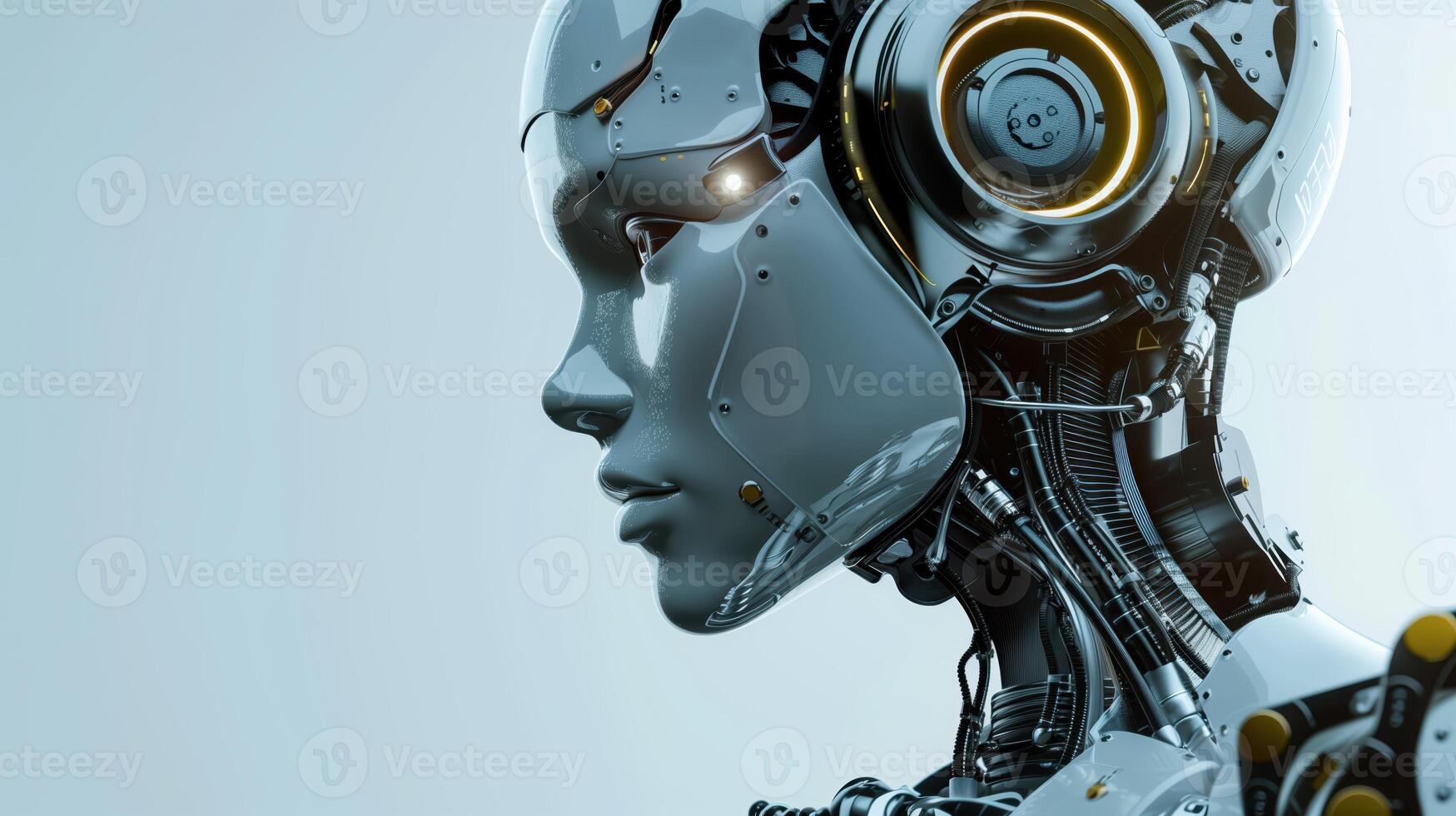 Futuristic Robot Profile Showcasing Advanced Technology and Innovation in Artificial Intelligence Design photo
