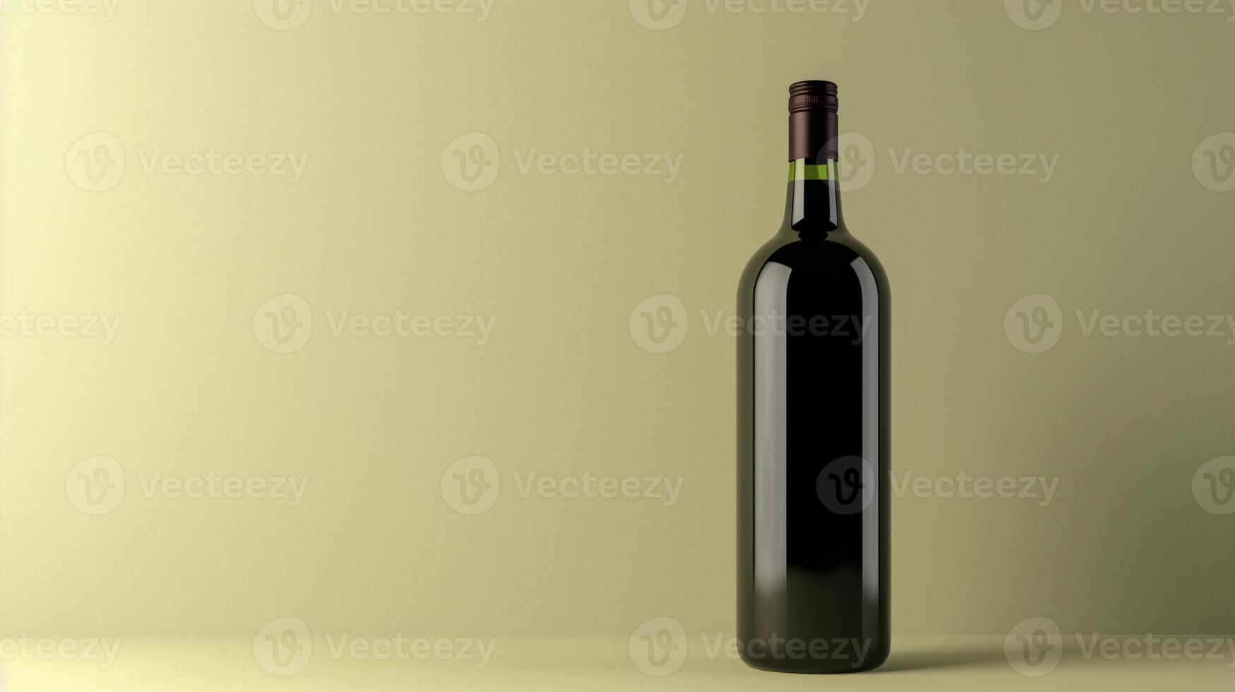 Elegant Rendered Bottle Of Wine On A Minimalist Solid Background Perfect For Branding And Marketing Concepts photo