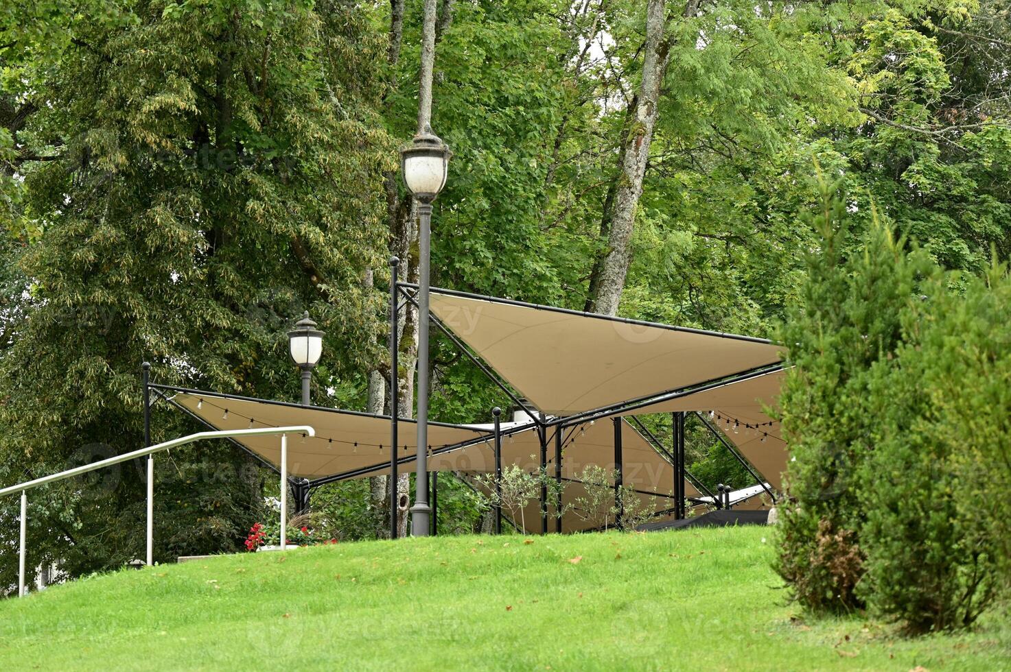 a park with a canopy over it photo