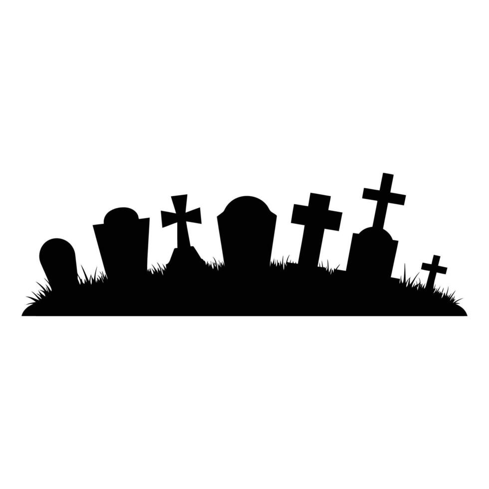 spooky graveyard silhouette illustration vector