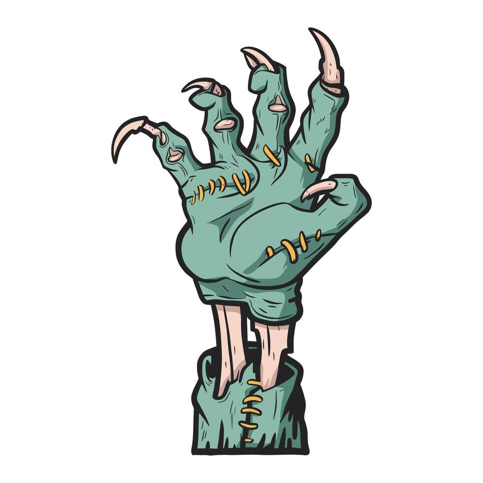 zombie claw rising from the ground illustration vector