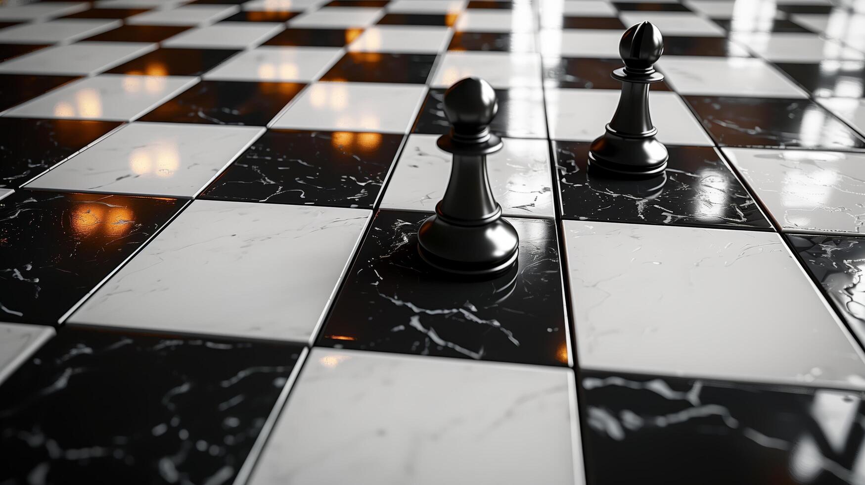 Two black pawns on a chessboard, the concept of chess competitions and tournaments photo