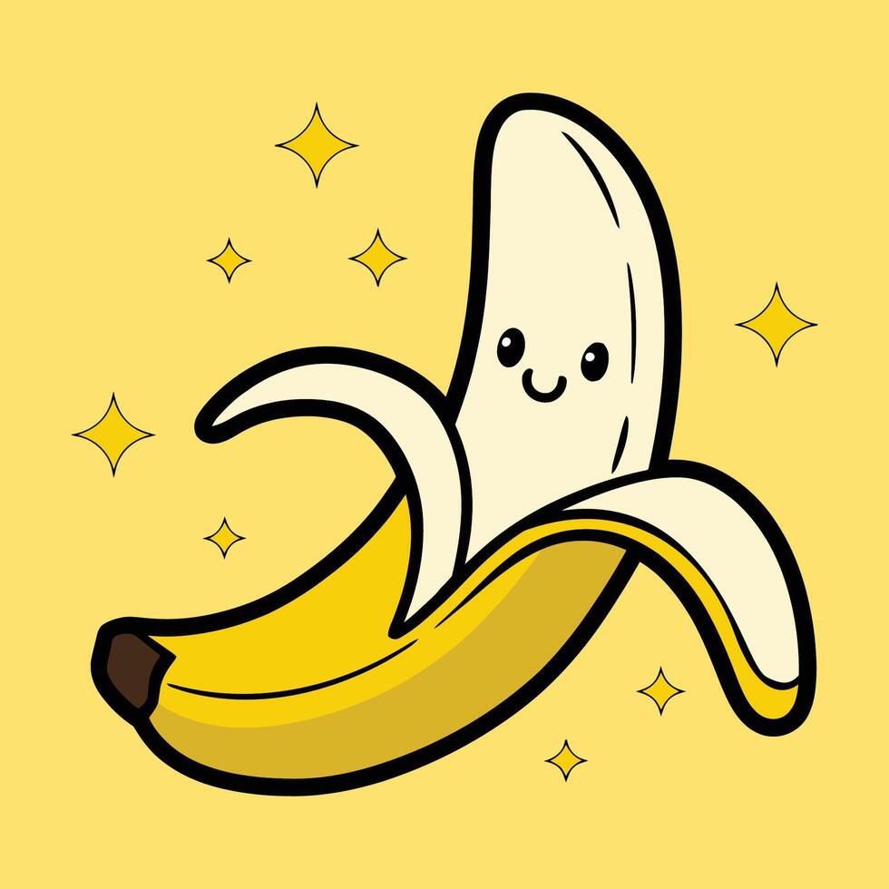 Happy pealing banana cartoon character vector
