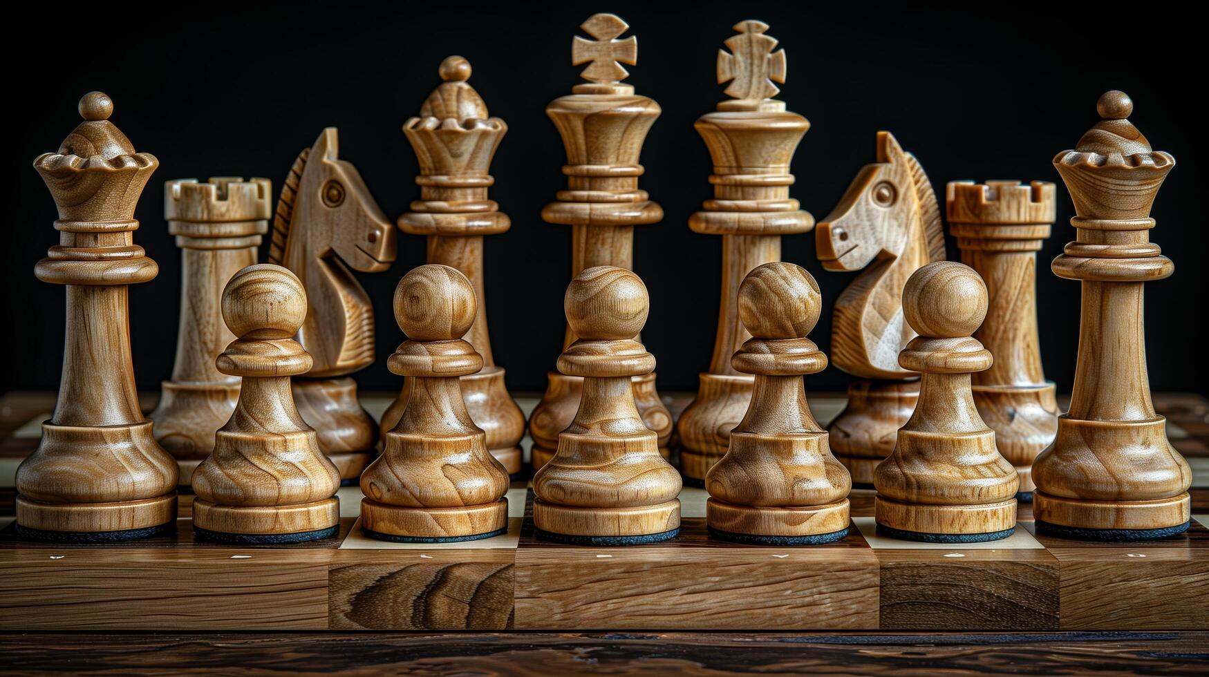 The set of chess pieces element, white chess standing on chessboard on dark background photo