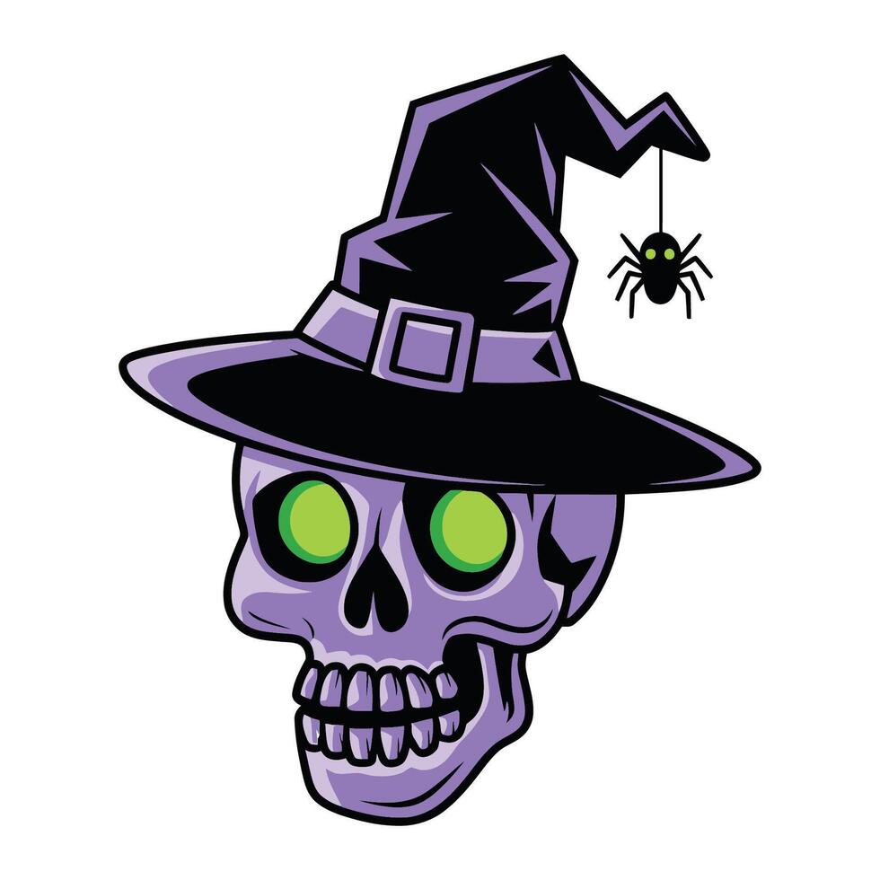 Witch Skull with Spider Illustration vector