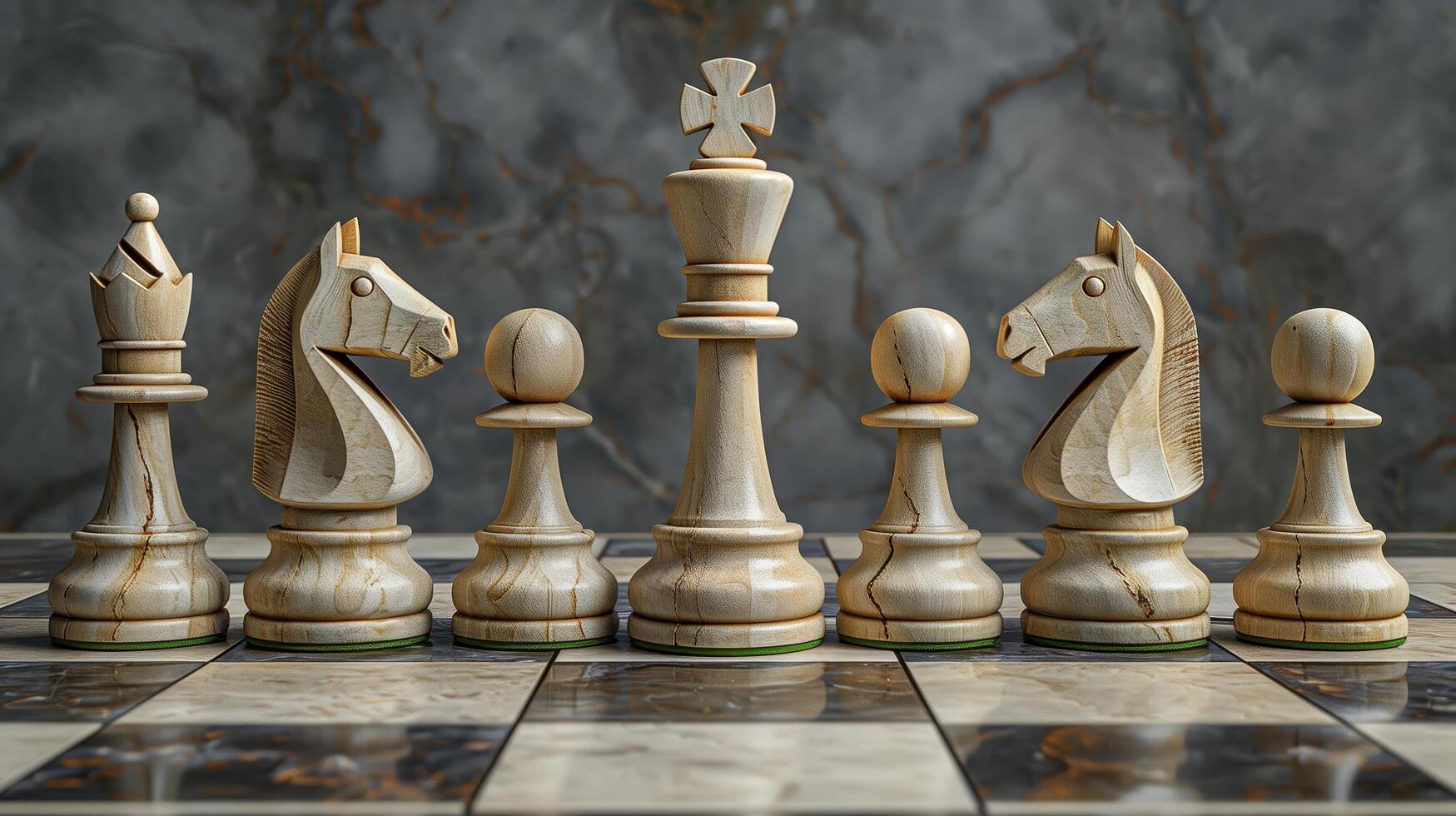 Chess set standing on stone background with copy space photo