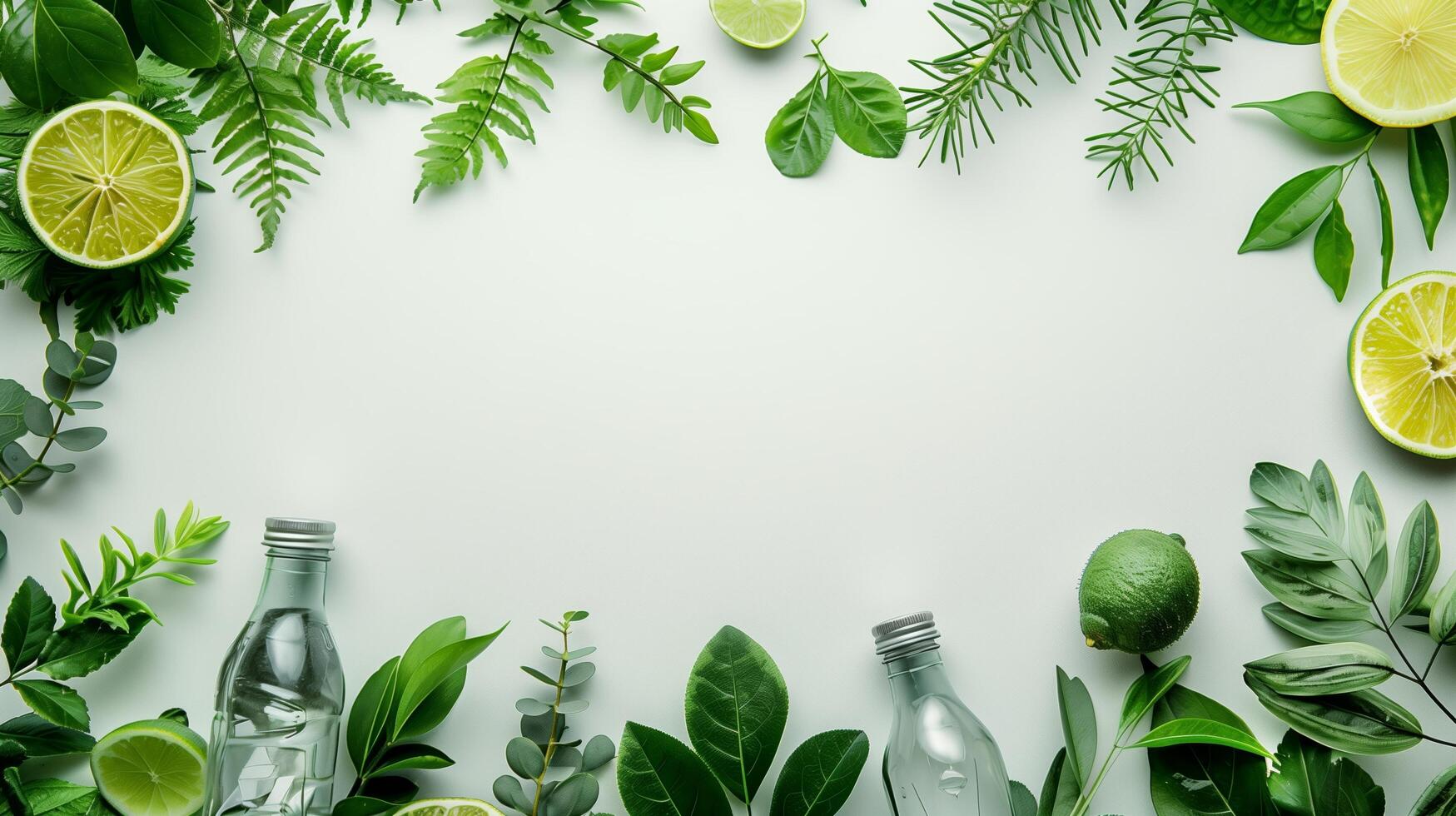 Eco friendly concept, clean and ecological products around copy space, flat lay photo
