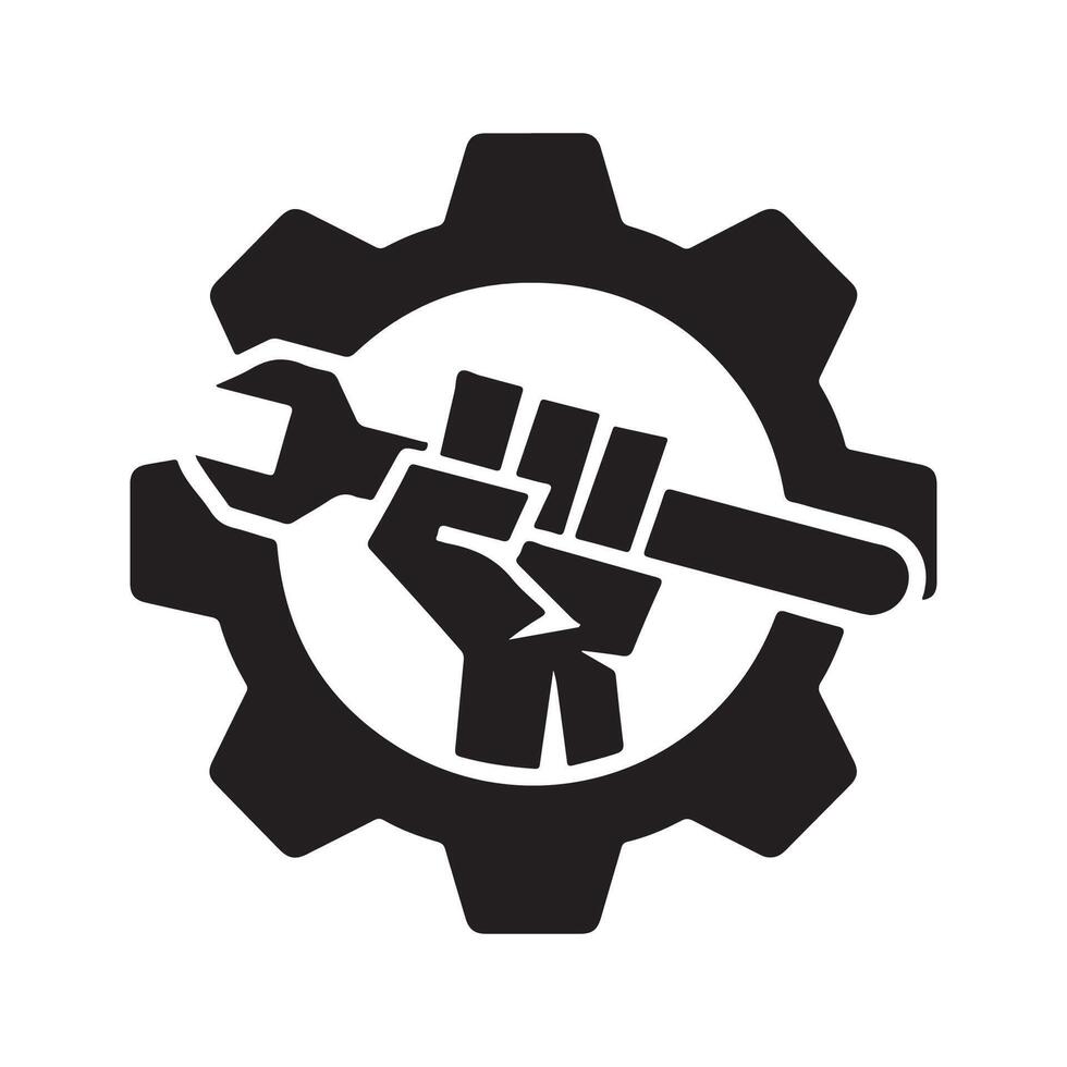 Gear and wrench symbol illustration vector