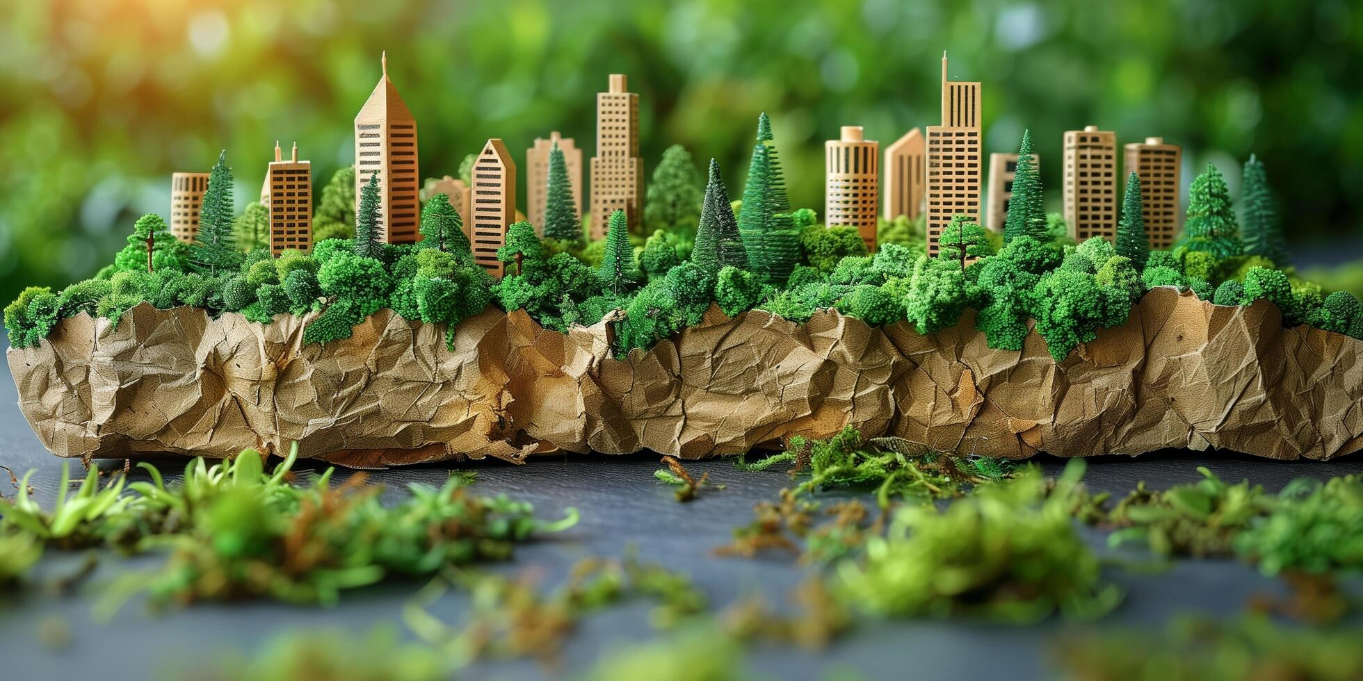 3D illustration of a green city, sustainable developmen and responsible environmental, ecology concept photo
