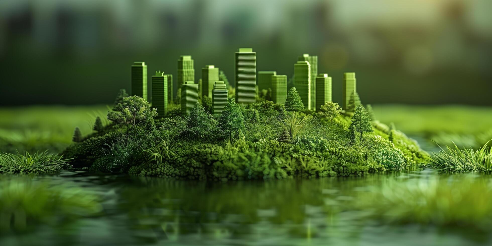 3D illustration of a green city, sustainable developmen and responsible environmental, ecology concept photo