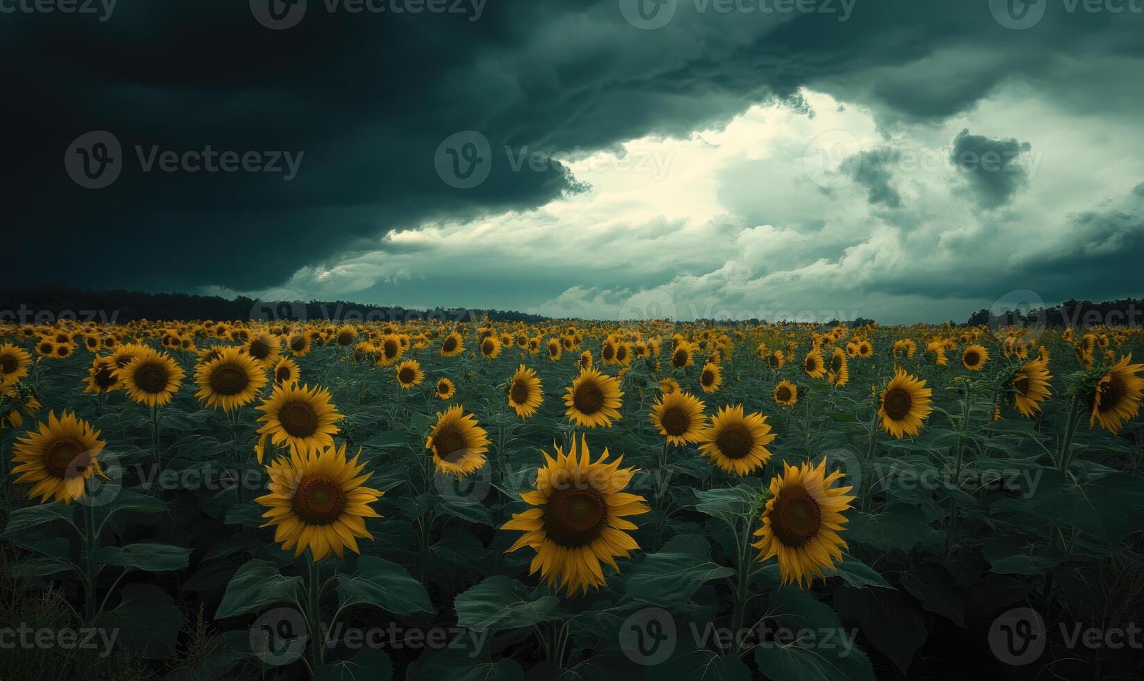 Sunflower field under cloudy sky photo