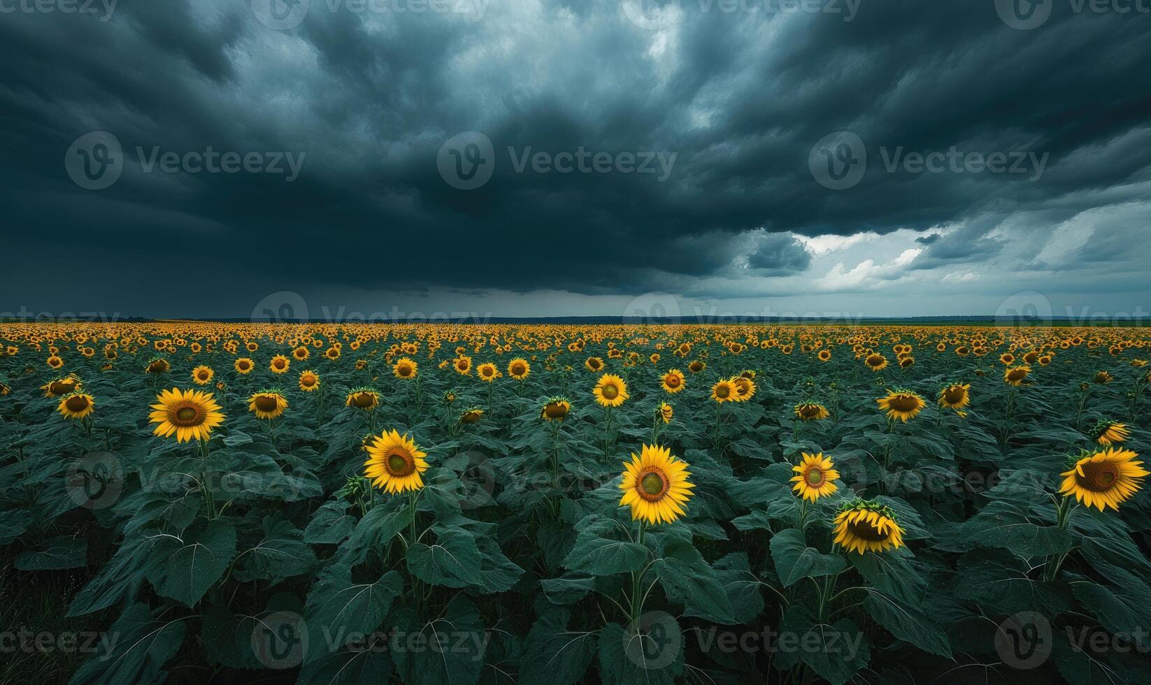 Sunflower field under cloudy sky photo