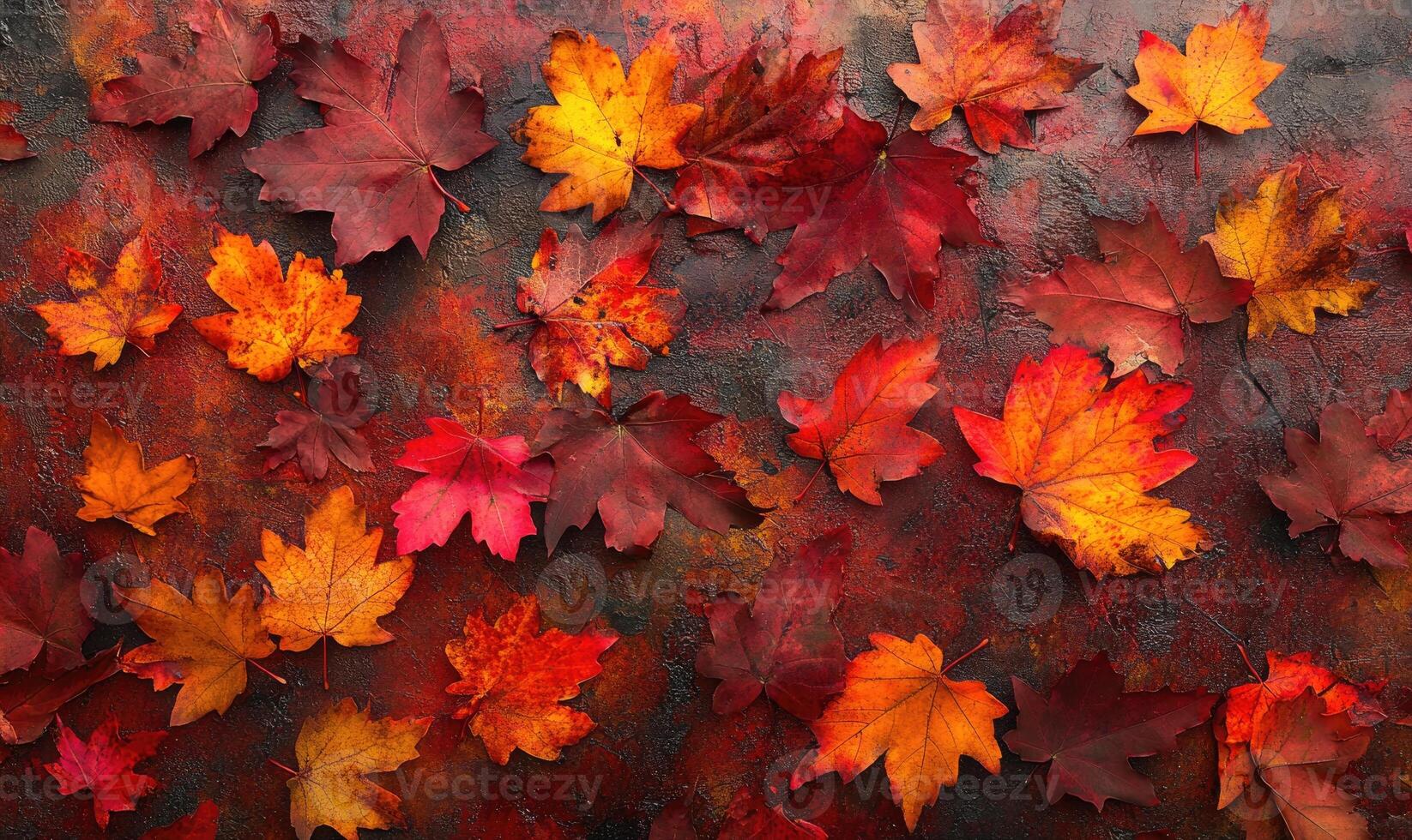 Autumn leaves background, red and gold maple leaves photo