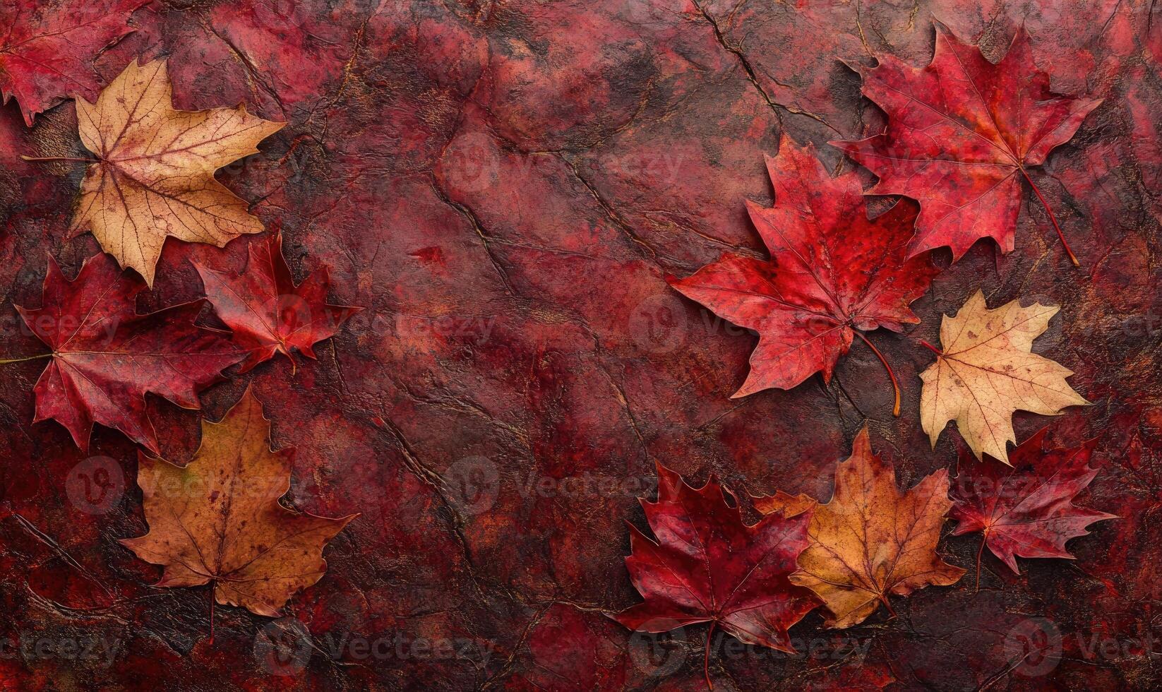 Autumn leaves background, red and gold maple leaves photo