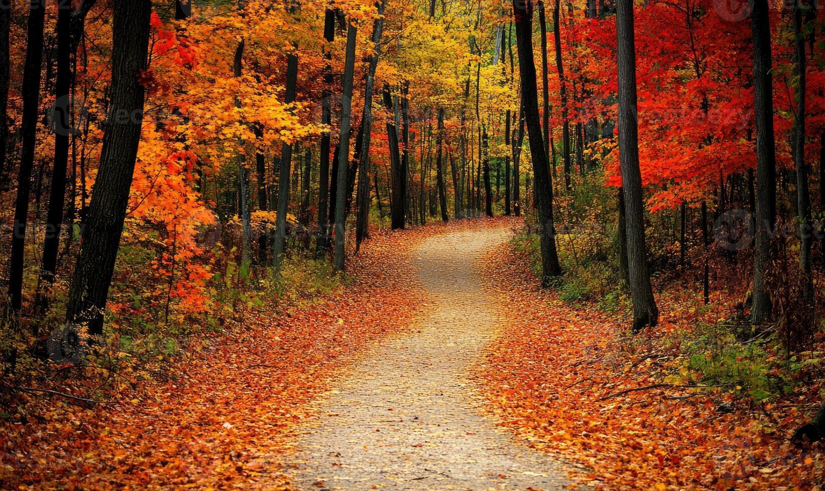 Path through autumn forest, nature background photo