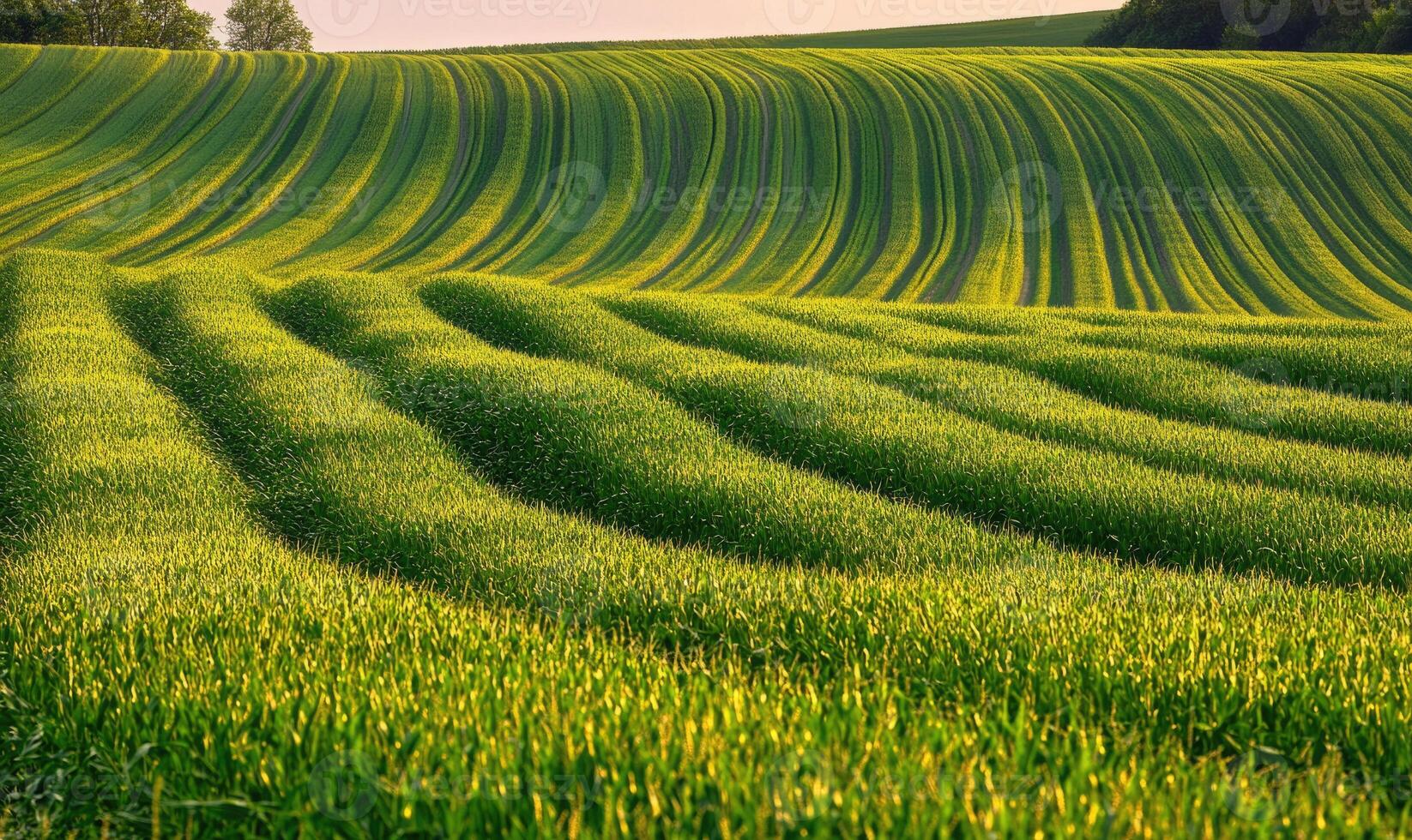 Serene cornfield, endless rows, lush green photo