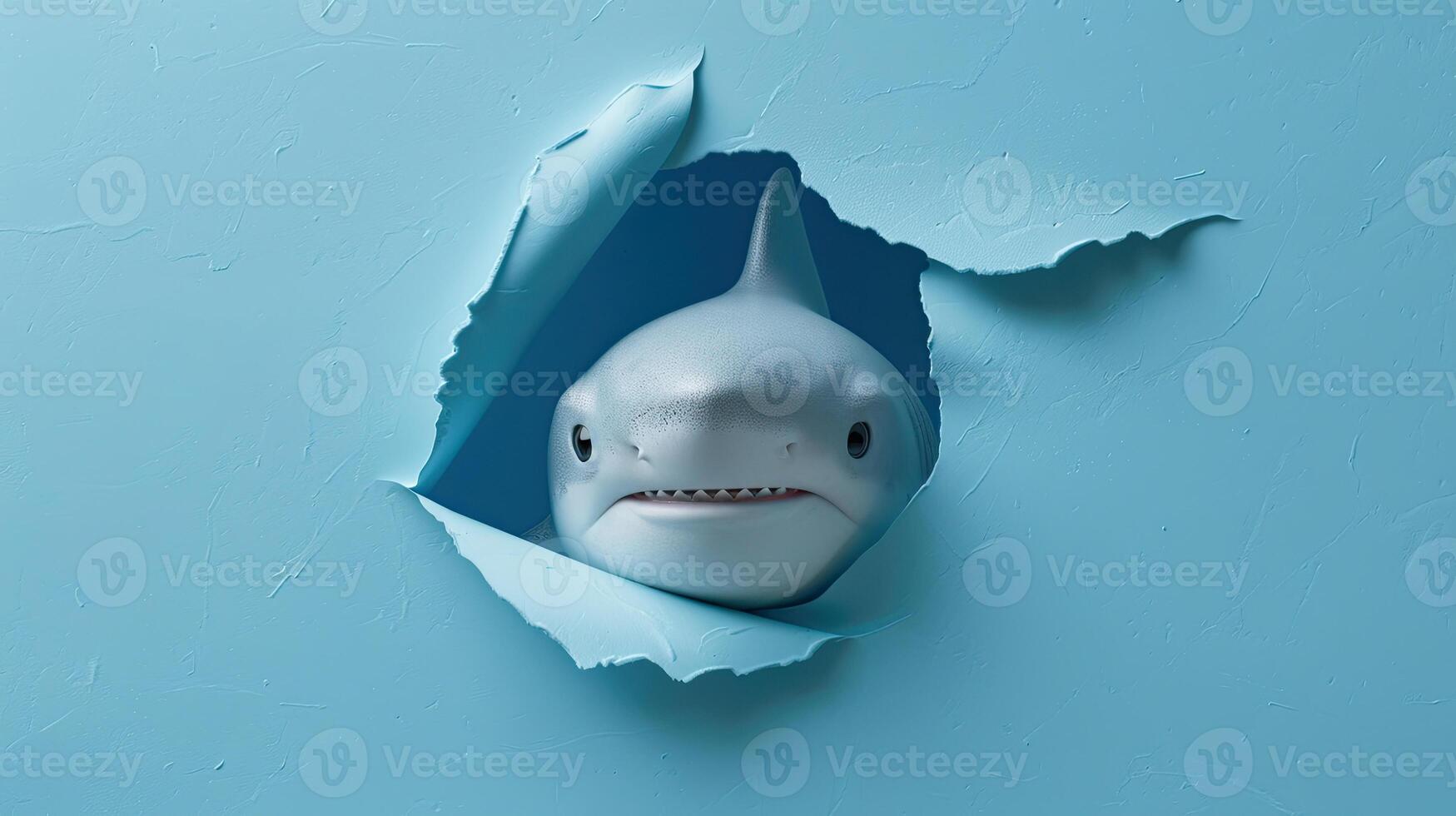 cute angelshark peeking through a hole photo