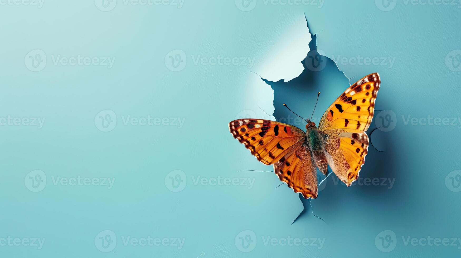 cute butterfly peeking through a hole photo