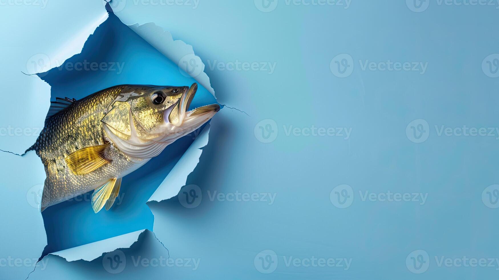 cute bass peeking through a hole photo
