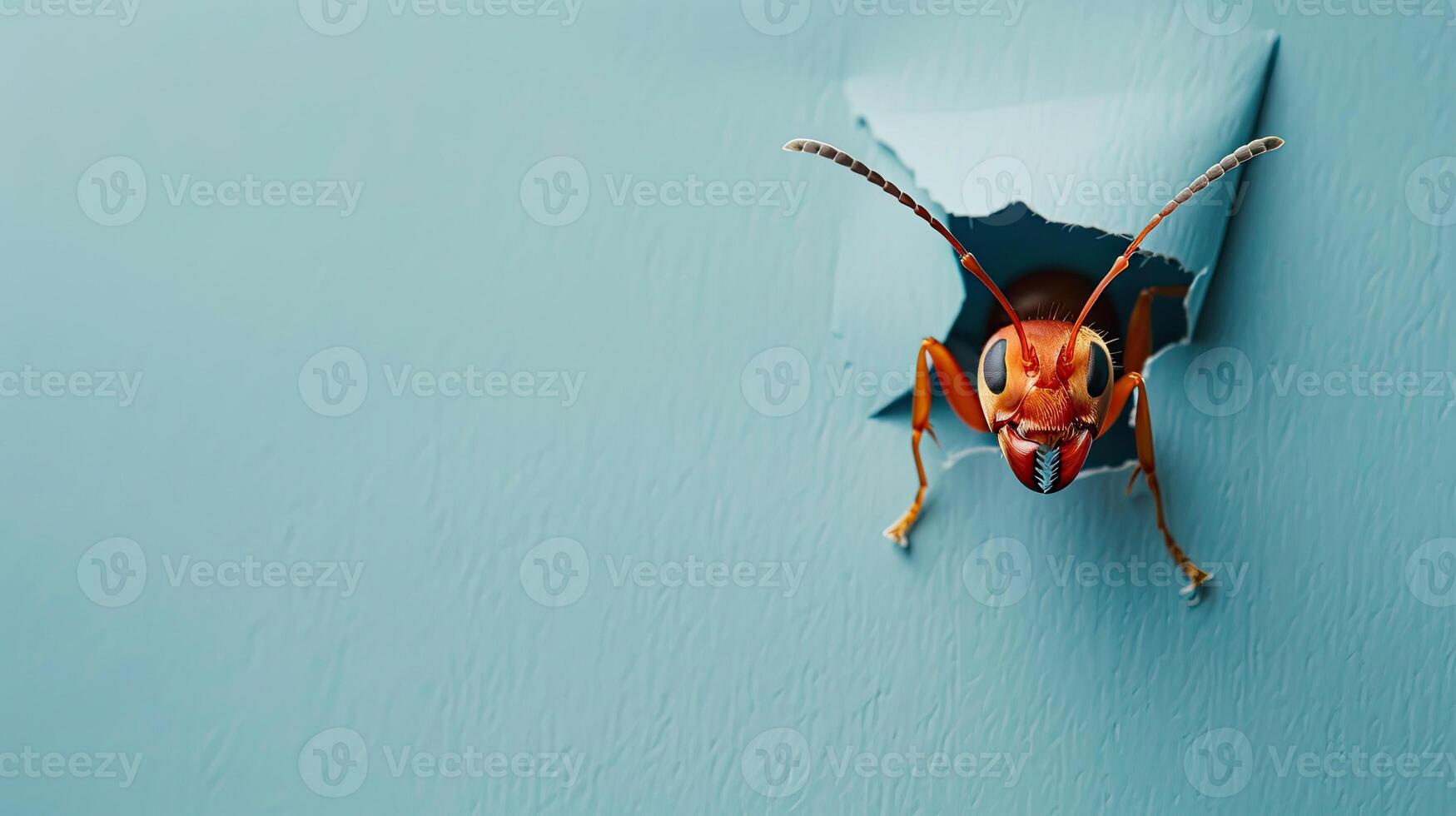 cute ant peeking through a hole photo