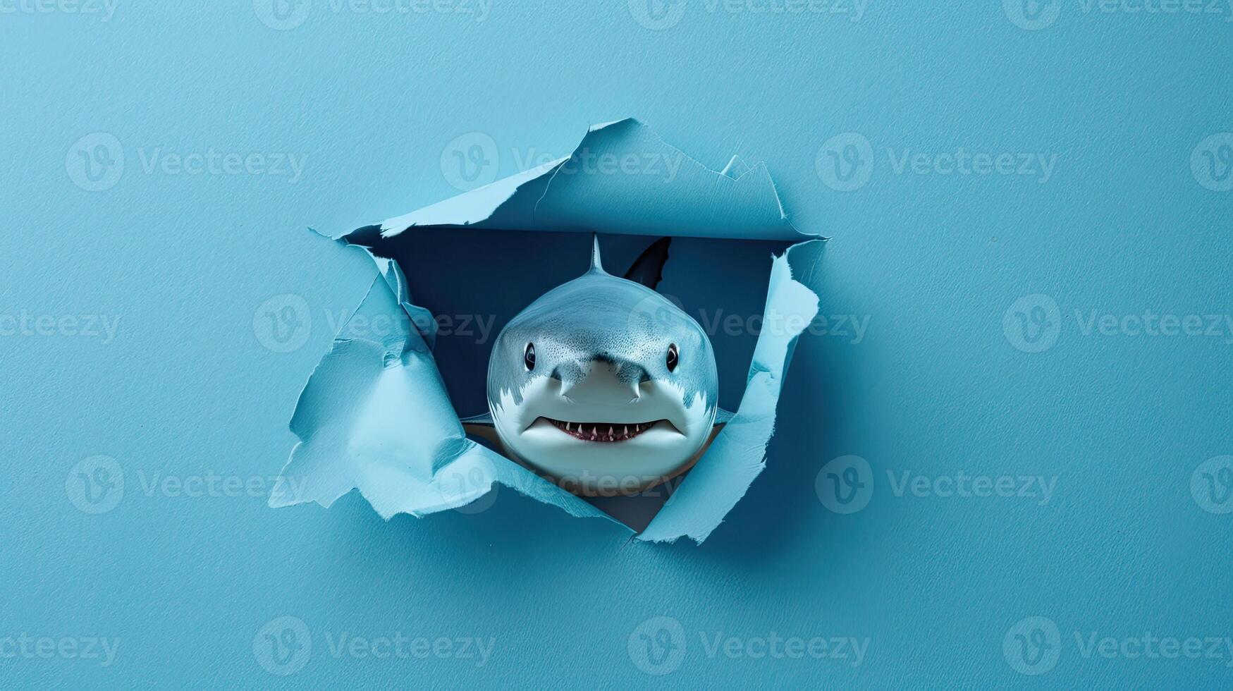cute angelshark peeking through a hole photo