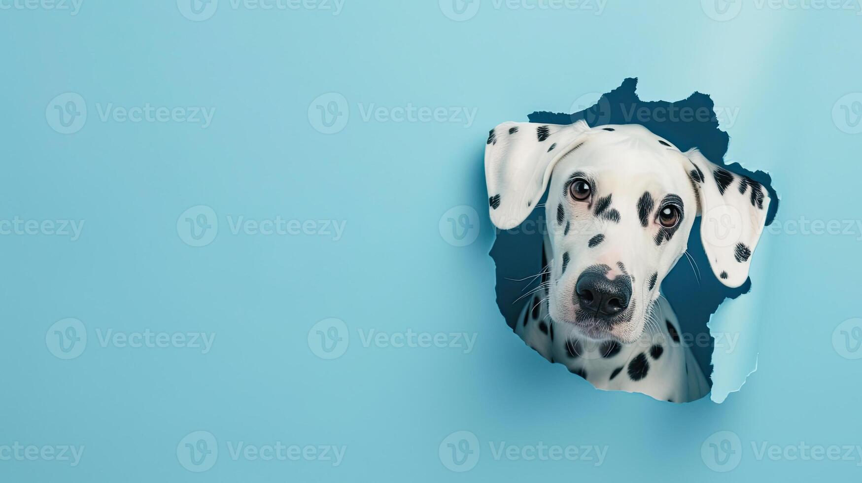 cute dalmatian peeking through a hole photo