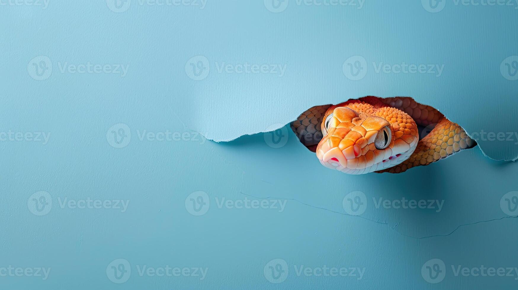 cute corn snake peeking through a hole photo
