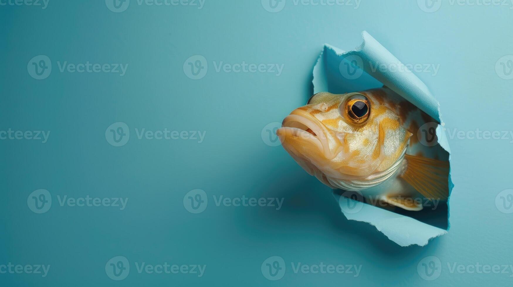 cute cod peeking through a hole photo