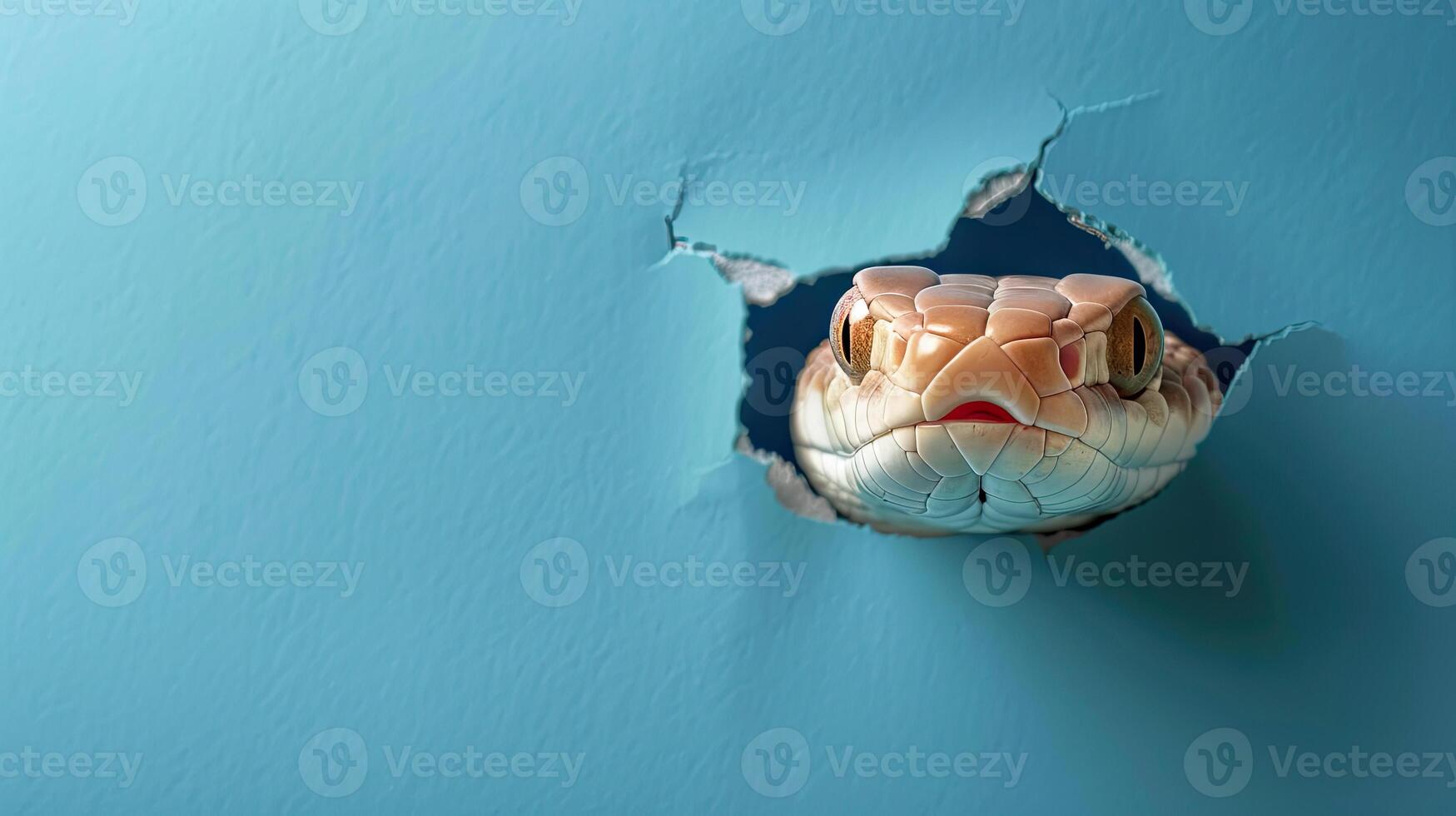cute cobra peeking through a hole photo