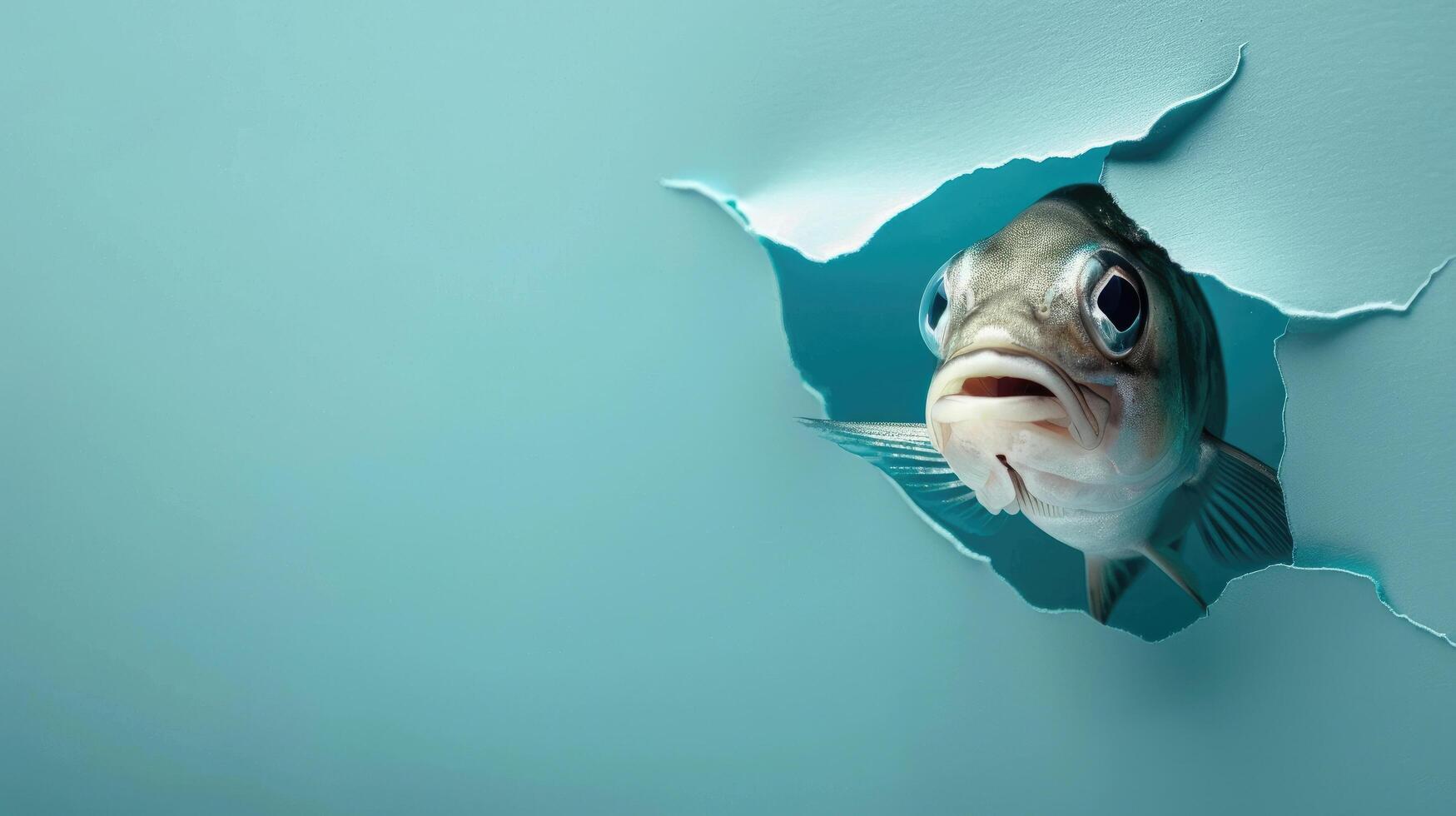 cute hatchetfish peeking through a hole photo