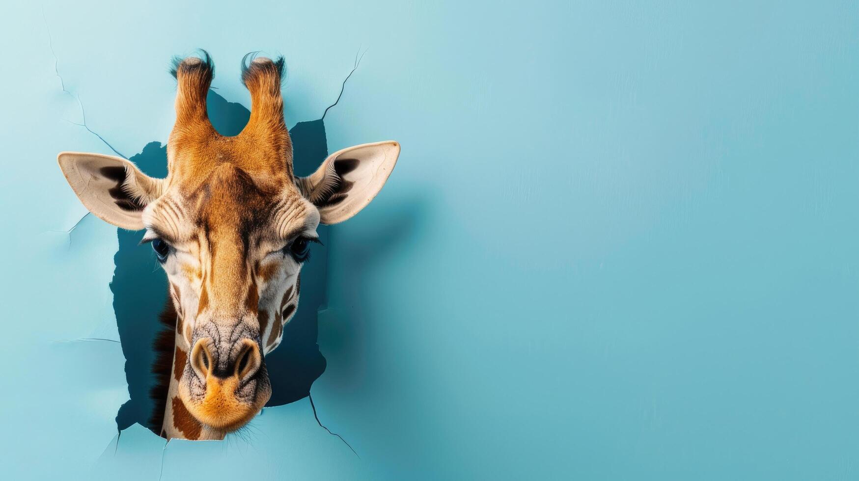 cute gnu peeking through a hole photo