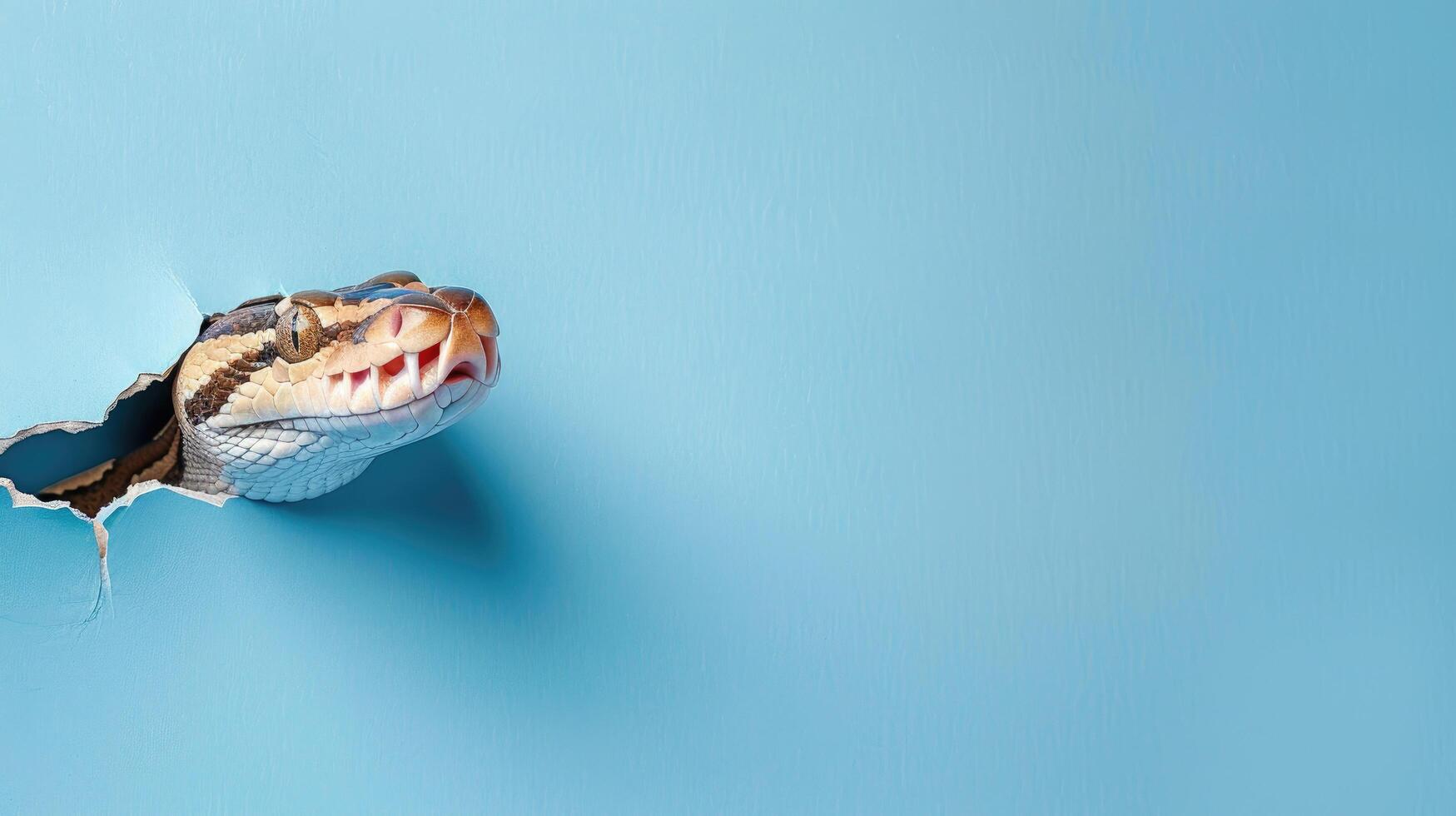 cute python peeking through a hole photo