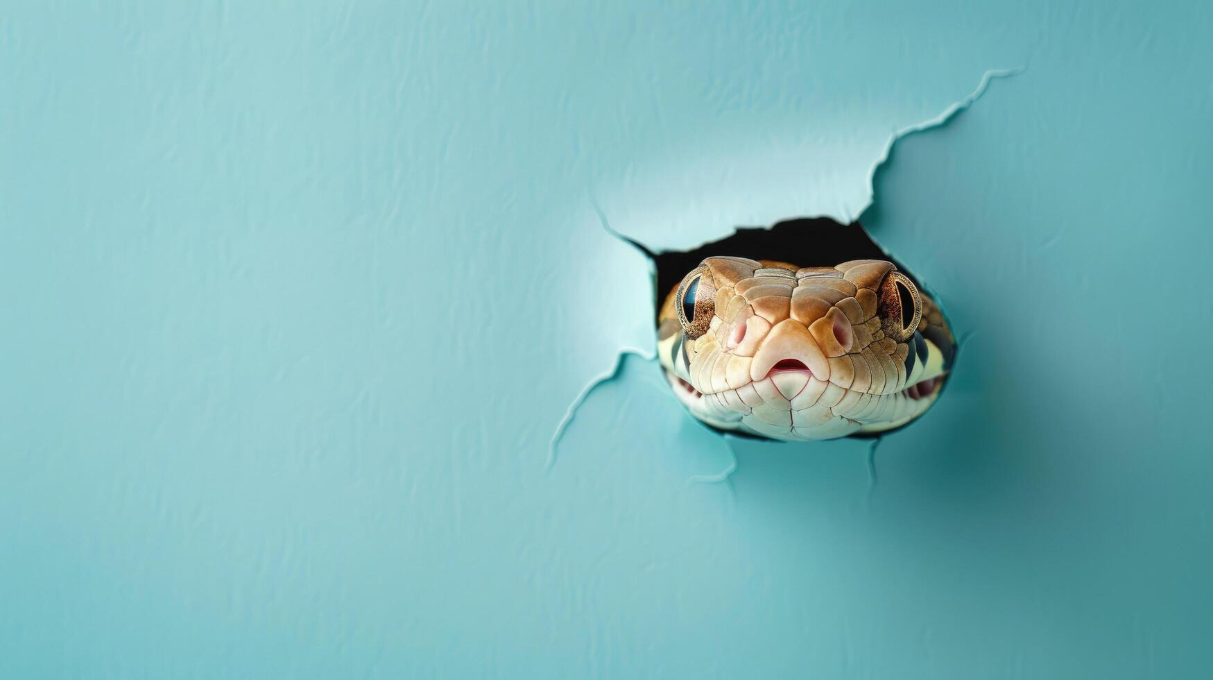 cute snapping turtle peeking through a hole photo