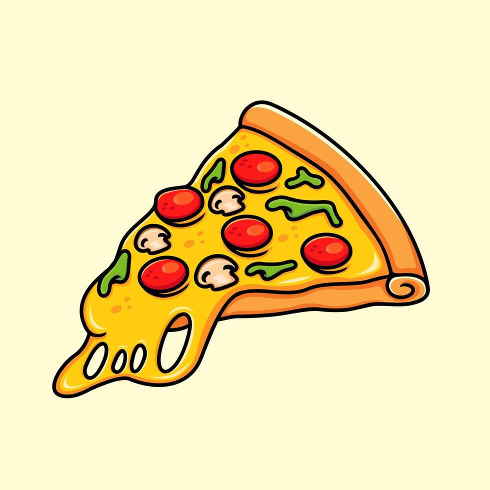 Cheese and sausage pizza clip art, style illustration. vector