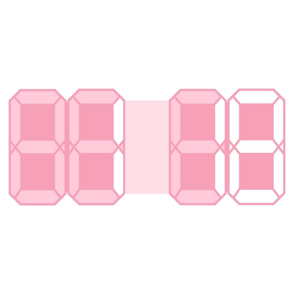 a pink digital clock with numbers on it vector