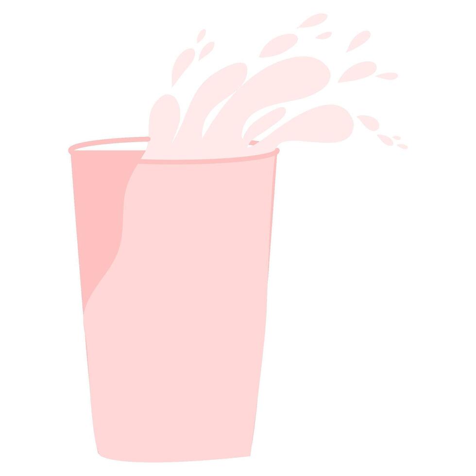 a glass of milk with a splash of pink liquid vector