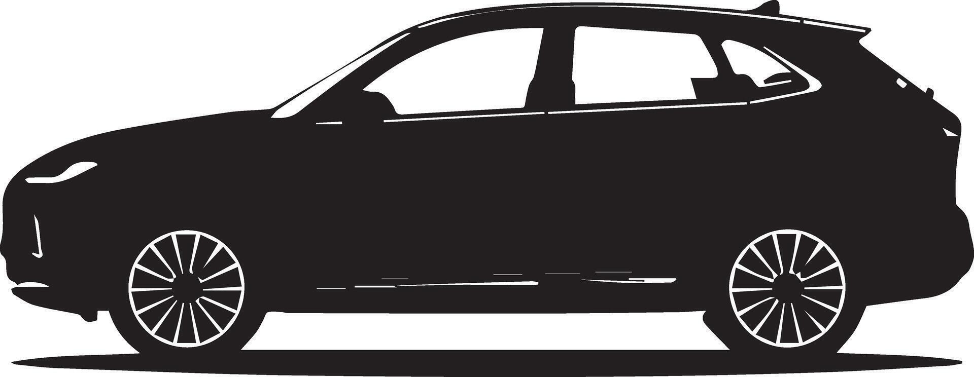 A black and white SUV car image, designed for multipurpose use. The sleek and minimalistic design makes it versatile for a variety of applications, including logos, icons for different companies vector