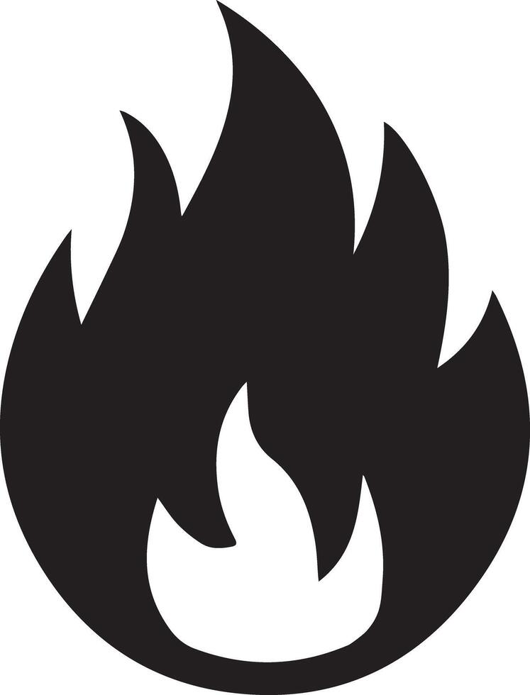 A basic black and white fire image designed for multipurpose use. The image should be simple yet bold, ensuring versatility for a wide range of applications, from logos and icons to t-shirt designs. vector