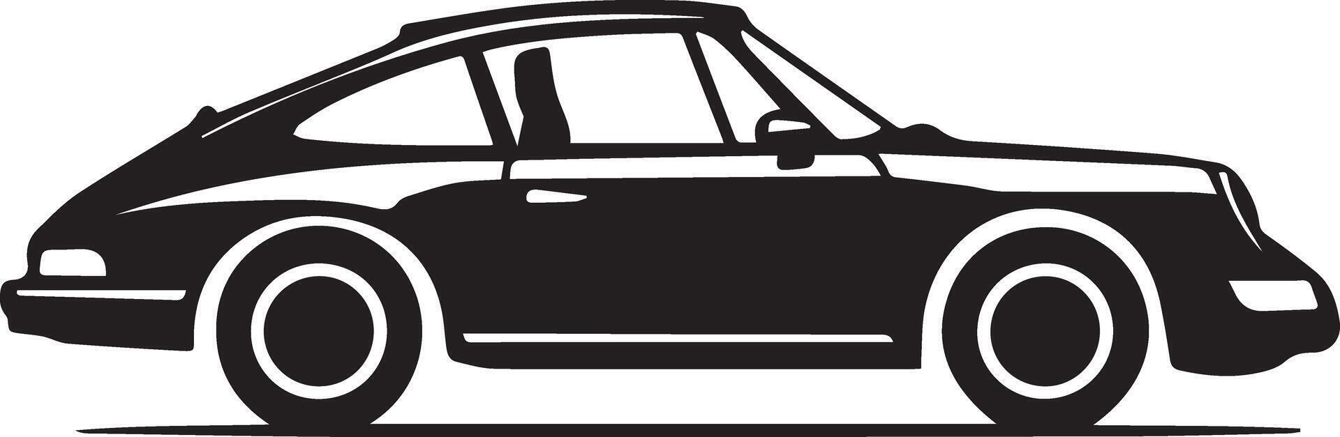 Black and white car image, crafted for multipurpose use. The design is sleek and minimalistic, making it versatile for various applications such as logos, icons, and t-shirt designs vector