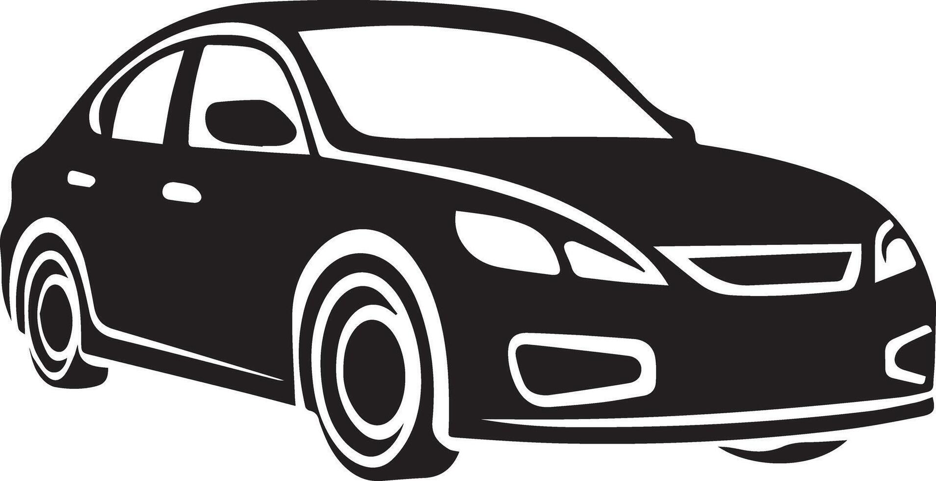 Black and white car image, crafted for multipurpose use. The design is sleek and minimalistic, making it versatile for various applications such as logos, icons, and t-shirt designs vector