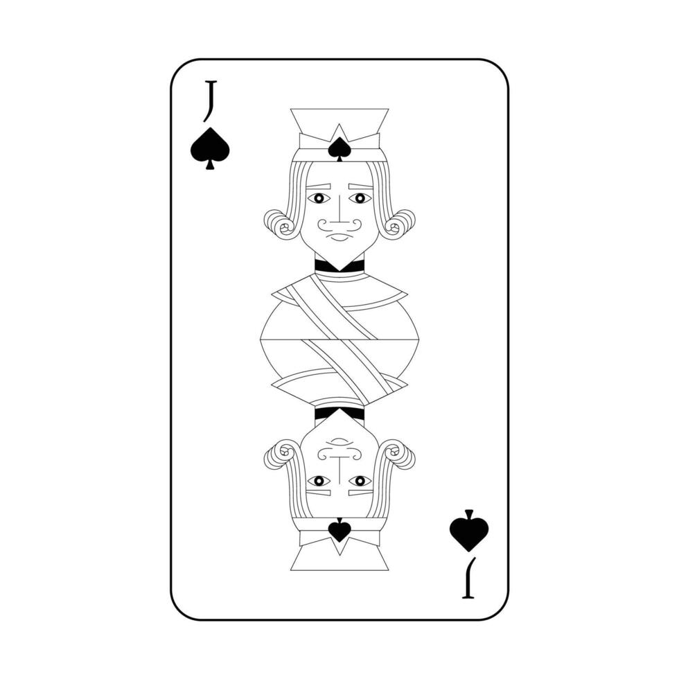 The playing card is the black jack of spades. vector