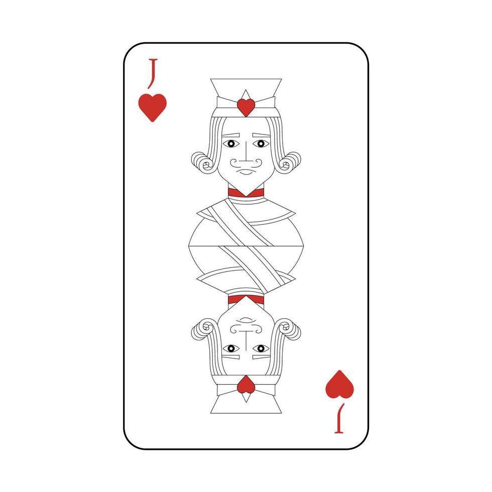 The playing card is the red jack of hearts. vector