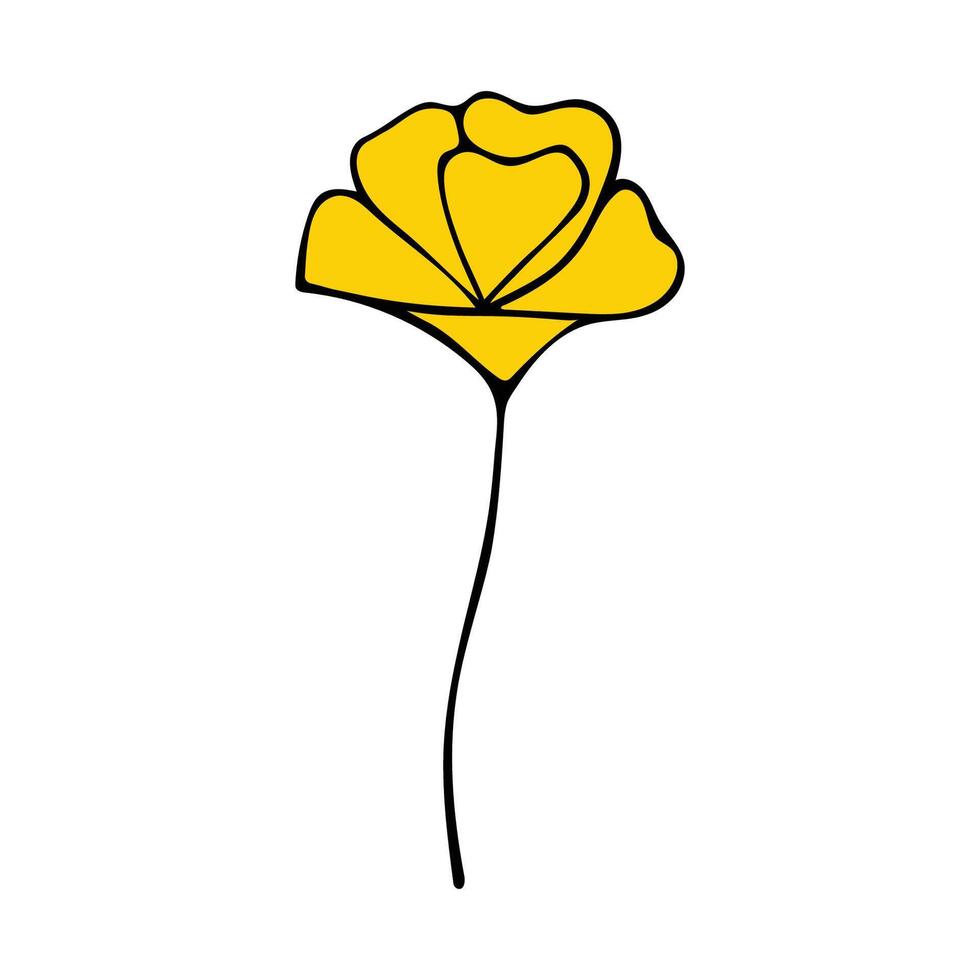 The wild flower is yellow in isolation on a white background. vector