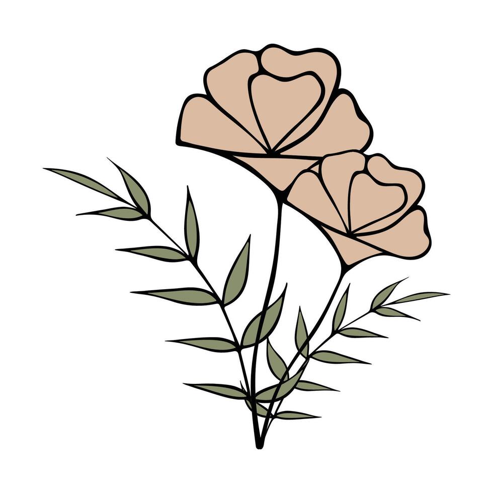bouquet of wildflowers isolated on a white background. vector