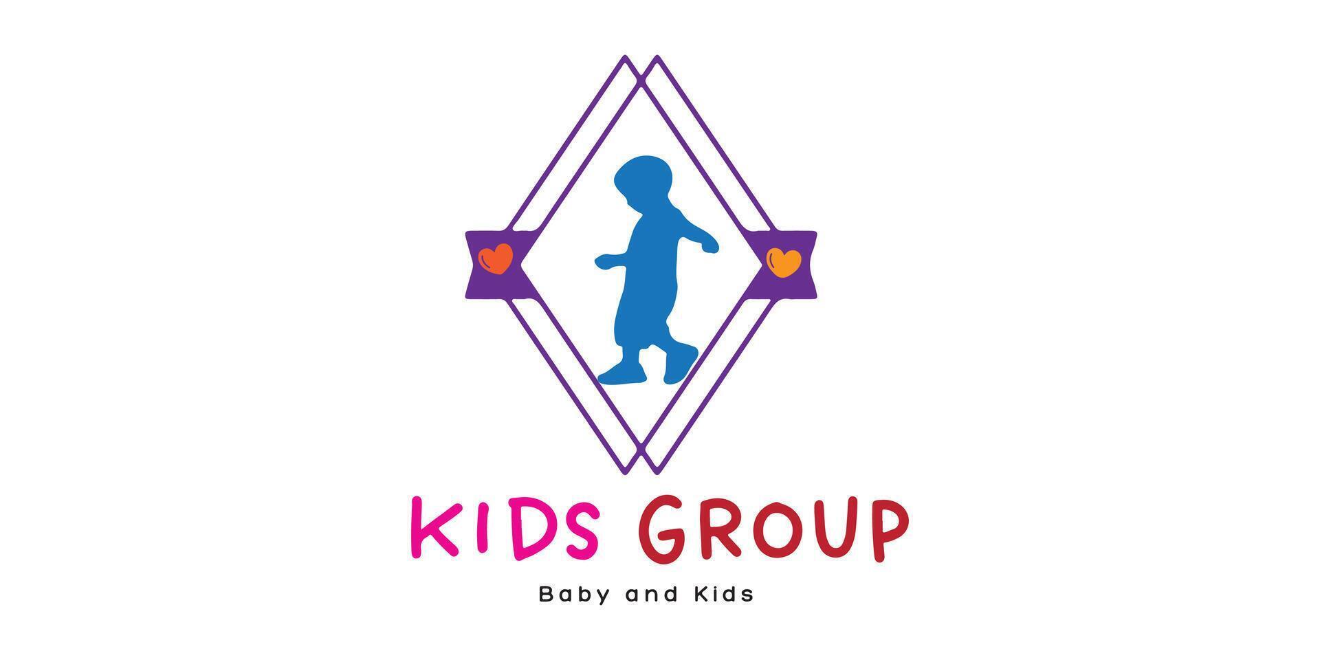 KIDS GRUPS LOGO DESIGN WITH NEGATIVE SPACE EFFECT vector