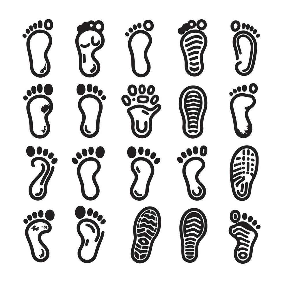 Footprint outline icon set image with white background vector