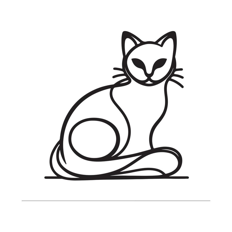 a black cat silhouette single line vector