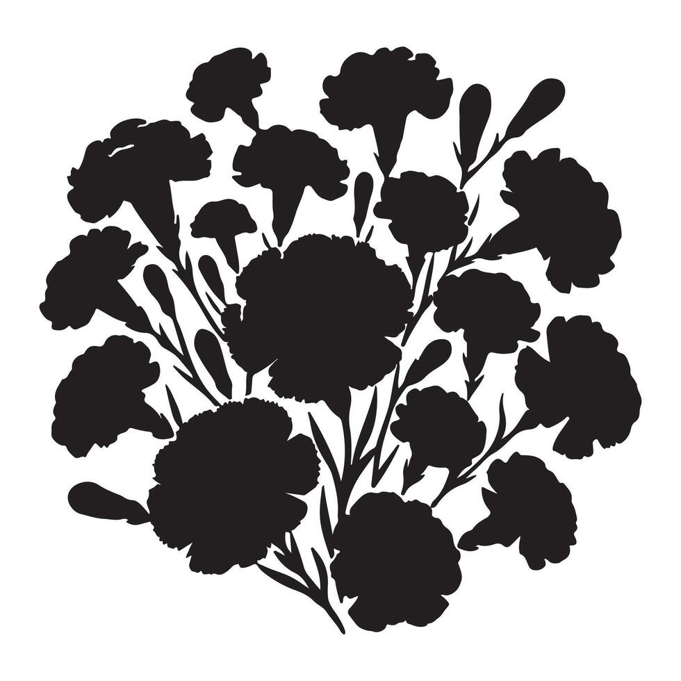 black Carnation flower silhouette with white background vector