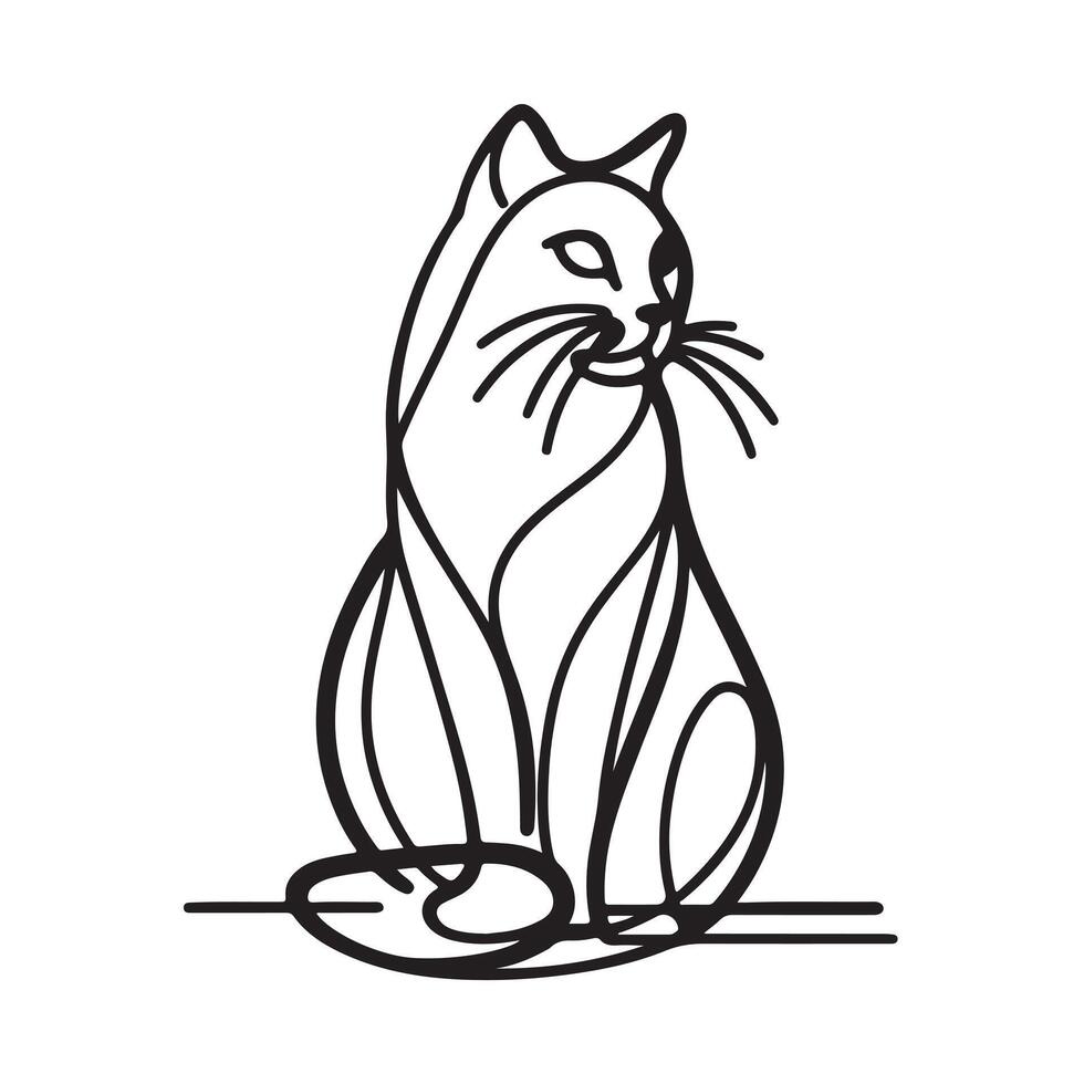 a black cat silhouette single line vector